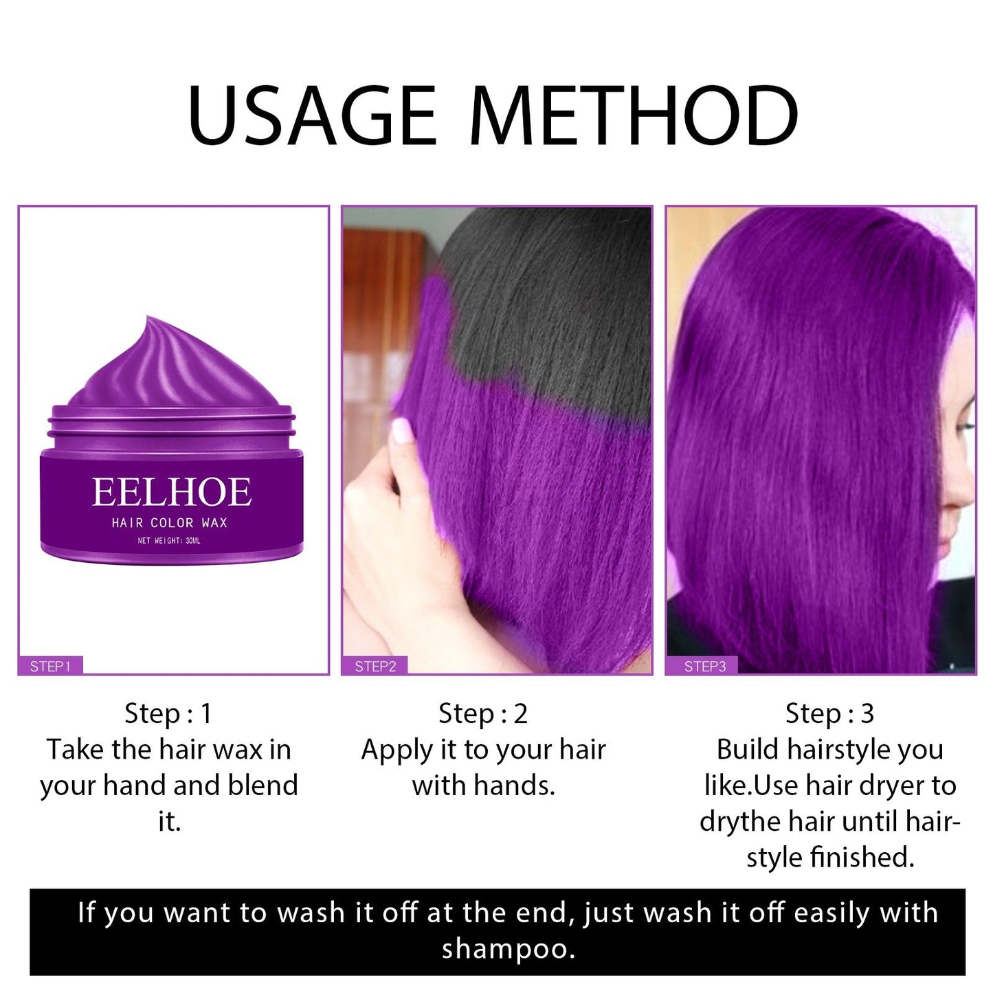 Colorful Long-lasting Styling Disposable Hair Dye Wax