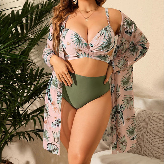 Oversized Mesh Bikini Swimsuit Three Piece Set