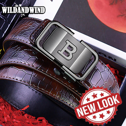 🎁Men's Crocodile-Patterned Automatic Buckle Belt