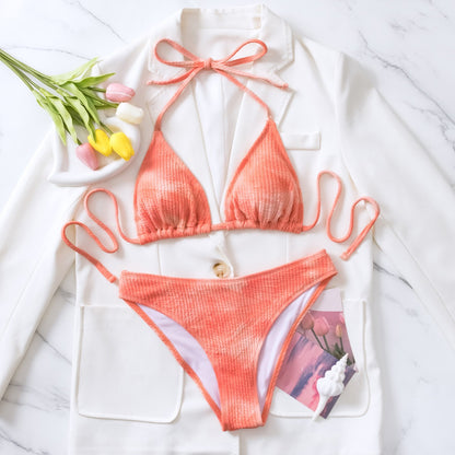 [Special Price] Sexy Backless Bikini With Ribbed Triangle Cups