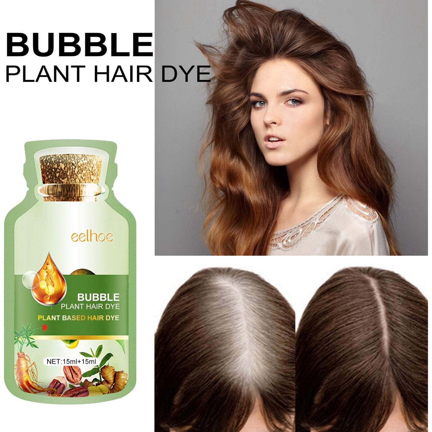 10PCS Plant Bubble Hair Dye Shampoo