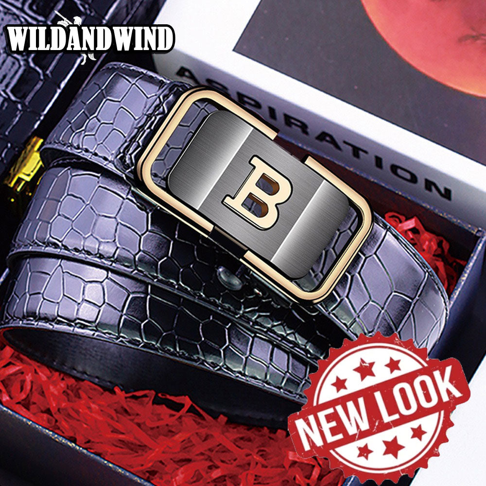 🎁Men's Crocodile-Patterned Automatic Buckle Belt