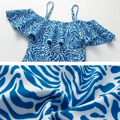 Ruffle Printed One Piece Swimsuit