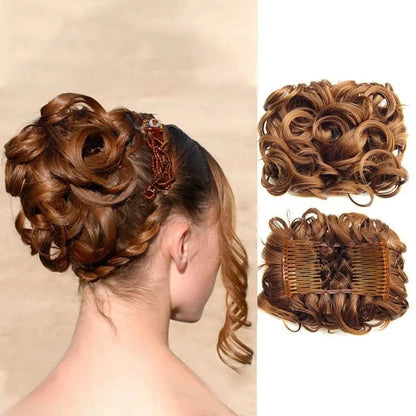 Clip-In Messy Curly Hair Bun Extension