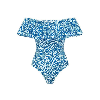 Ruffle Printed One Piece Swimsuit