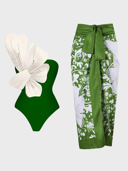 One-shoulder swimsuit set designed by independent designers