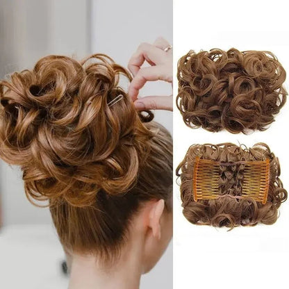 Clip-In Messy Curly Hair Bun Extension