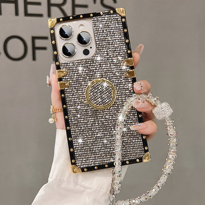 For Apple iPhone Cases, Glitter Full Cover Silicone, with StandI