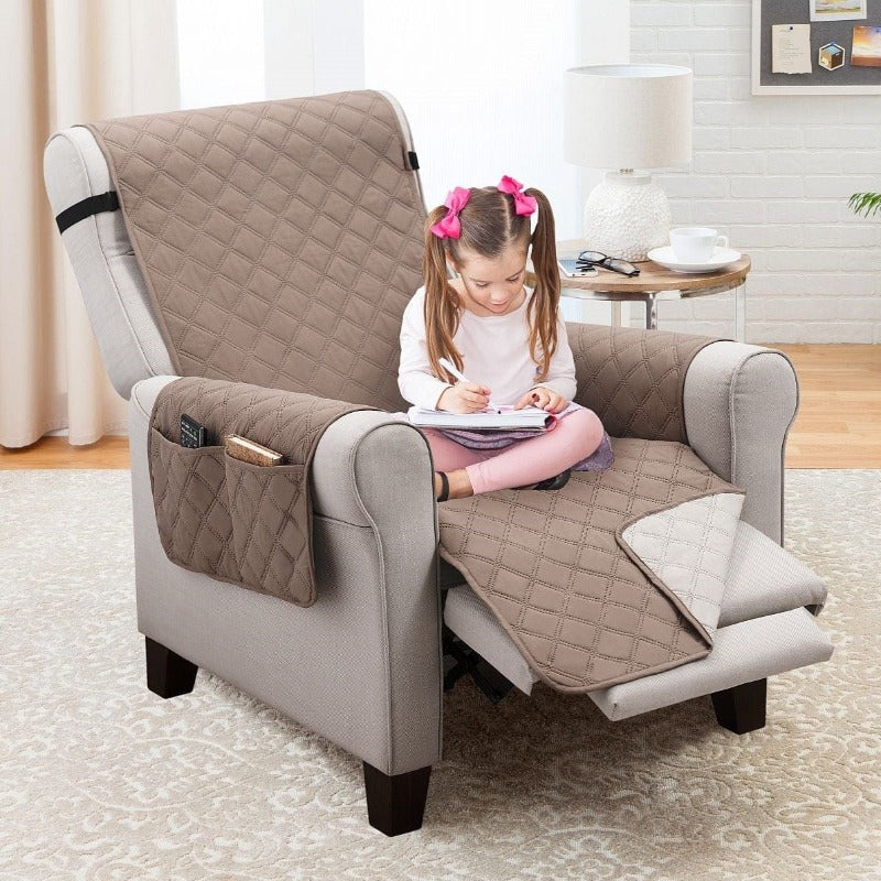 Extra Large Quilted Recliner Protector With Pockets