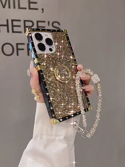 For Apple iPhone Cases, Glitter Full Cover Silicone, with StandI