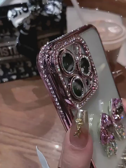 IPhone Case Shinny Bow Rhinestone With Pearl Phone Chain