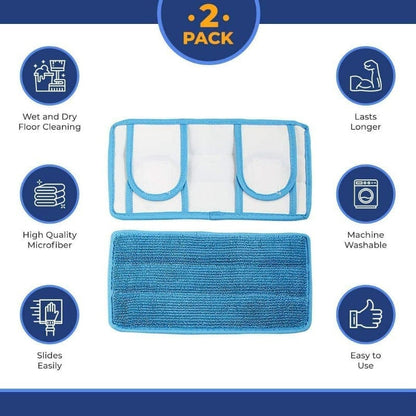 Set of 2 Reusable Microfiber Mop Pads